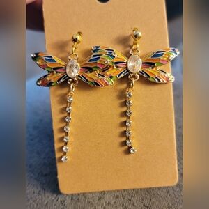 Handcrafted Colorful Dragonfly Dangle Earrings